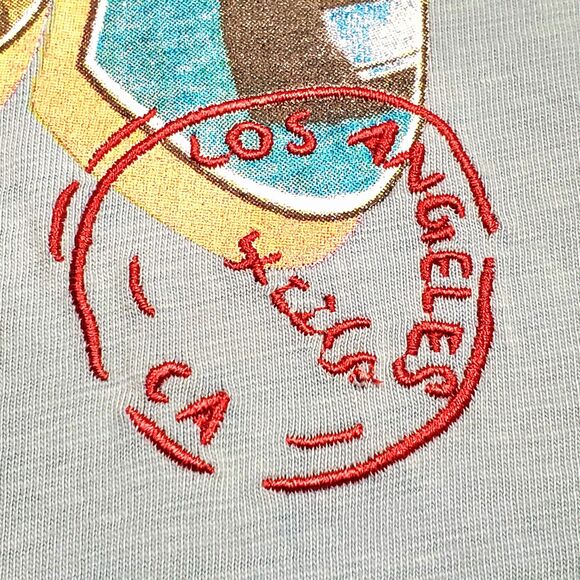 Small Guess Laguna Blue Orange Postcard Tee Classic Fit Graphic T-Shirt 42" - Picture 4 of 12